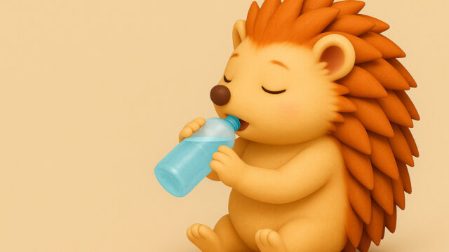 水分補給をするハリーちゃん