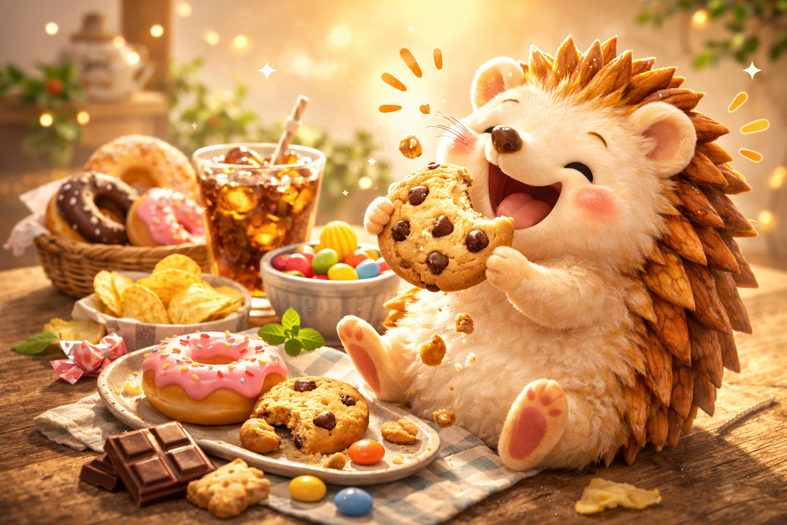 おやつをほおばるハリーちゃん