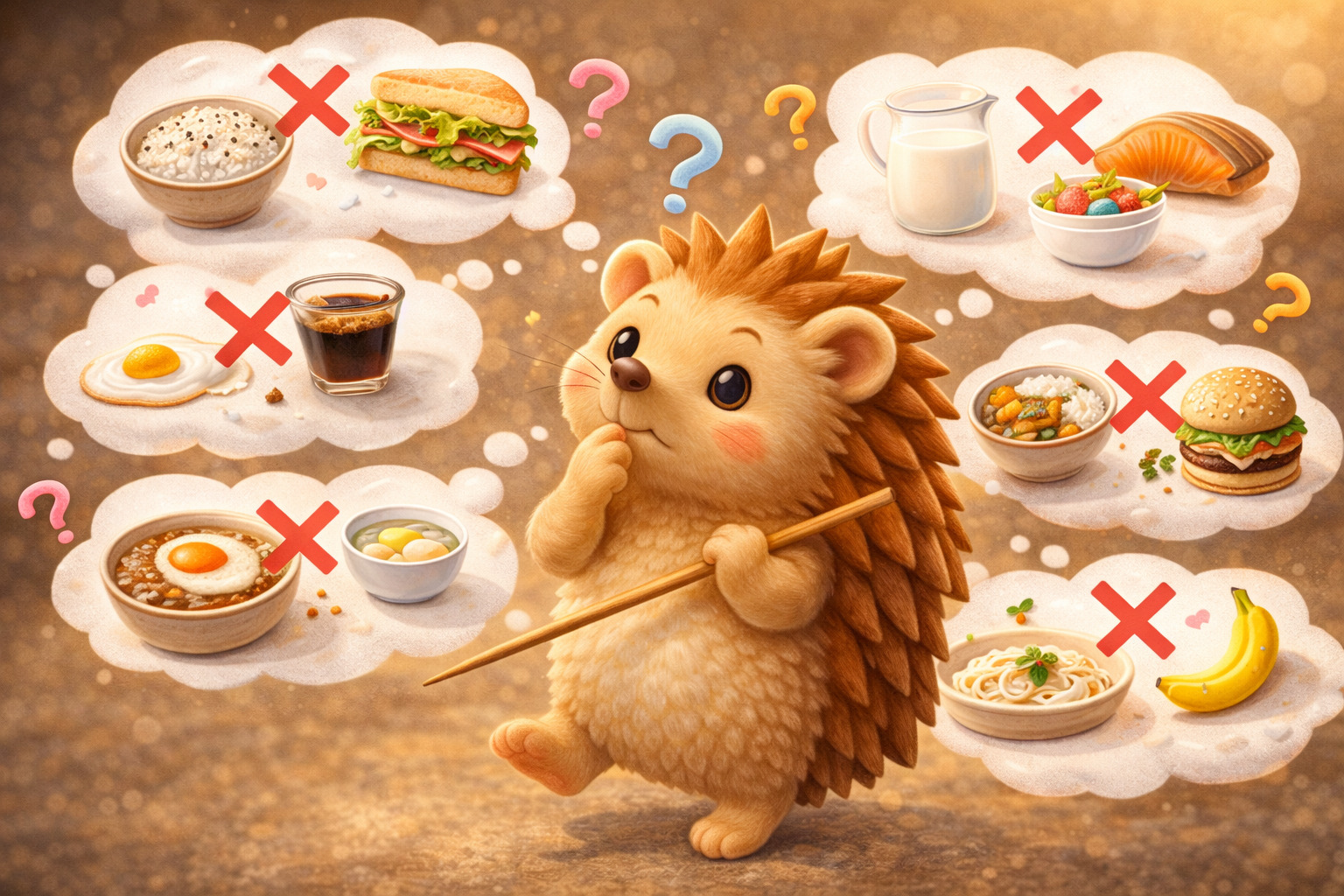 食べ合わせを思案するハリーちゃん