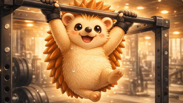 ハリーちゃんが懸垂をしている様子