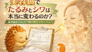 美容鍼の論文を読むハリーちゃん