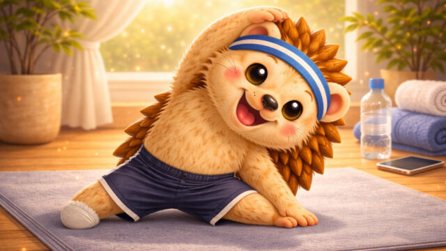 ストレッチをするハリーちゃん2