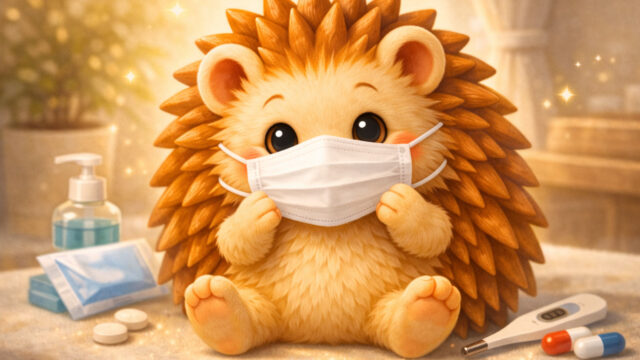 マスクをしているハリーちゃん