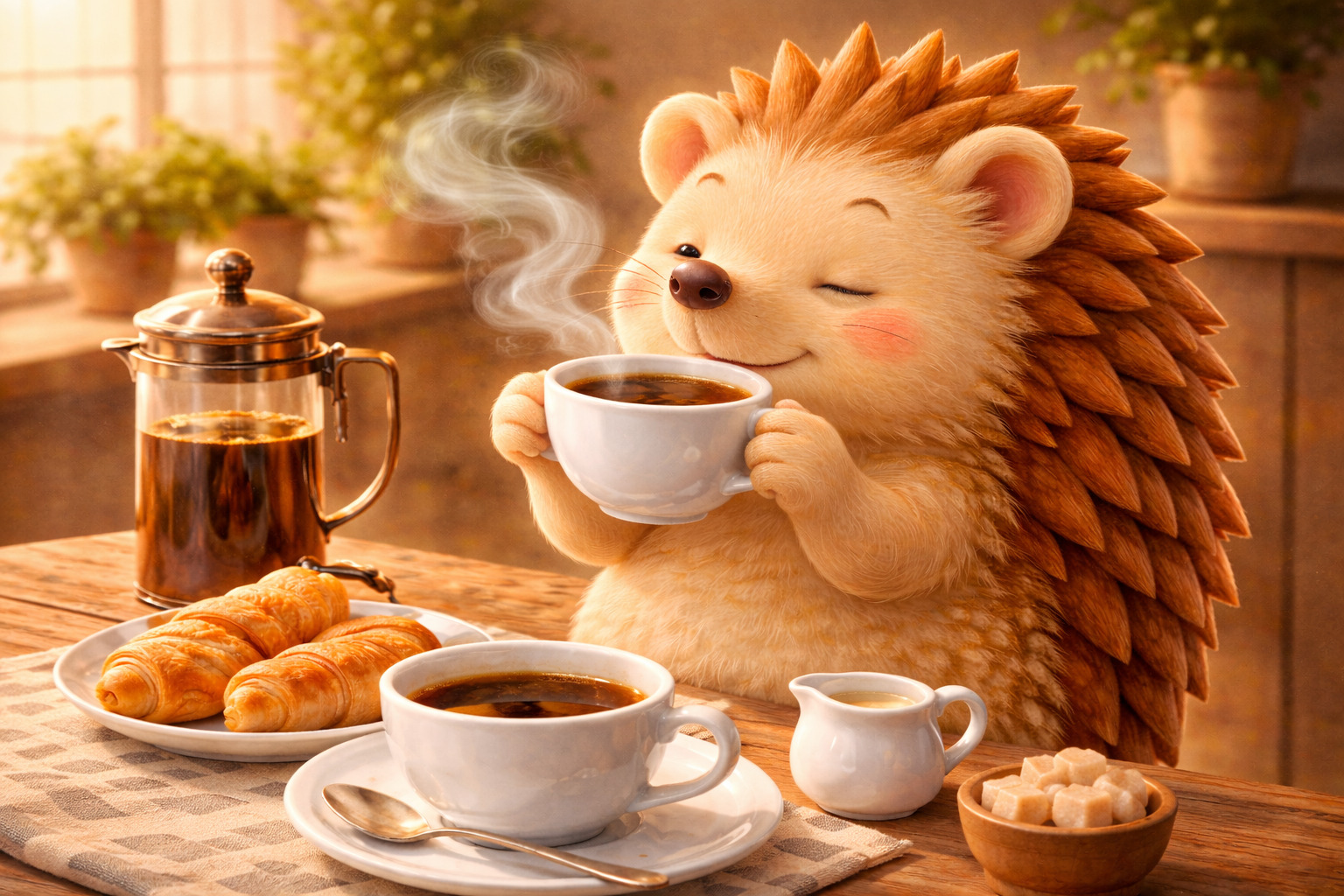 優雅にコーヒーを飲むハリーちゃん