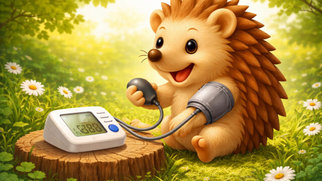 血圧を測るハリーちゃん