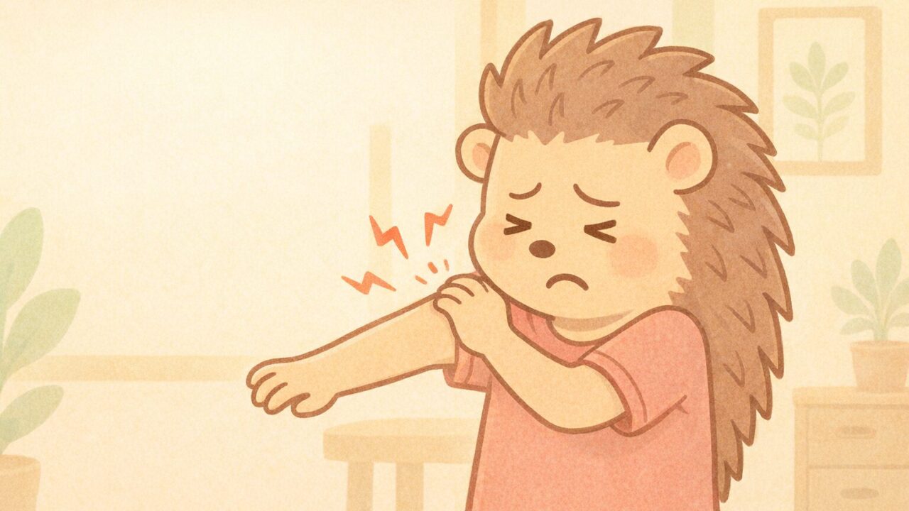 五十肩に悩むハリーちゃん